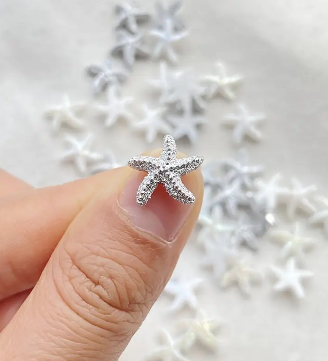 Pré-Commande Charms Ongles : Étoiles de Mer Nacré/Argenté