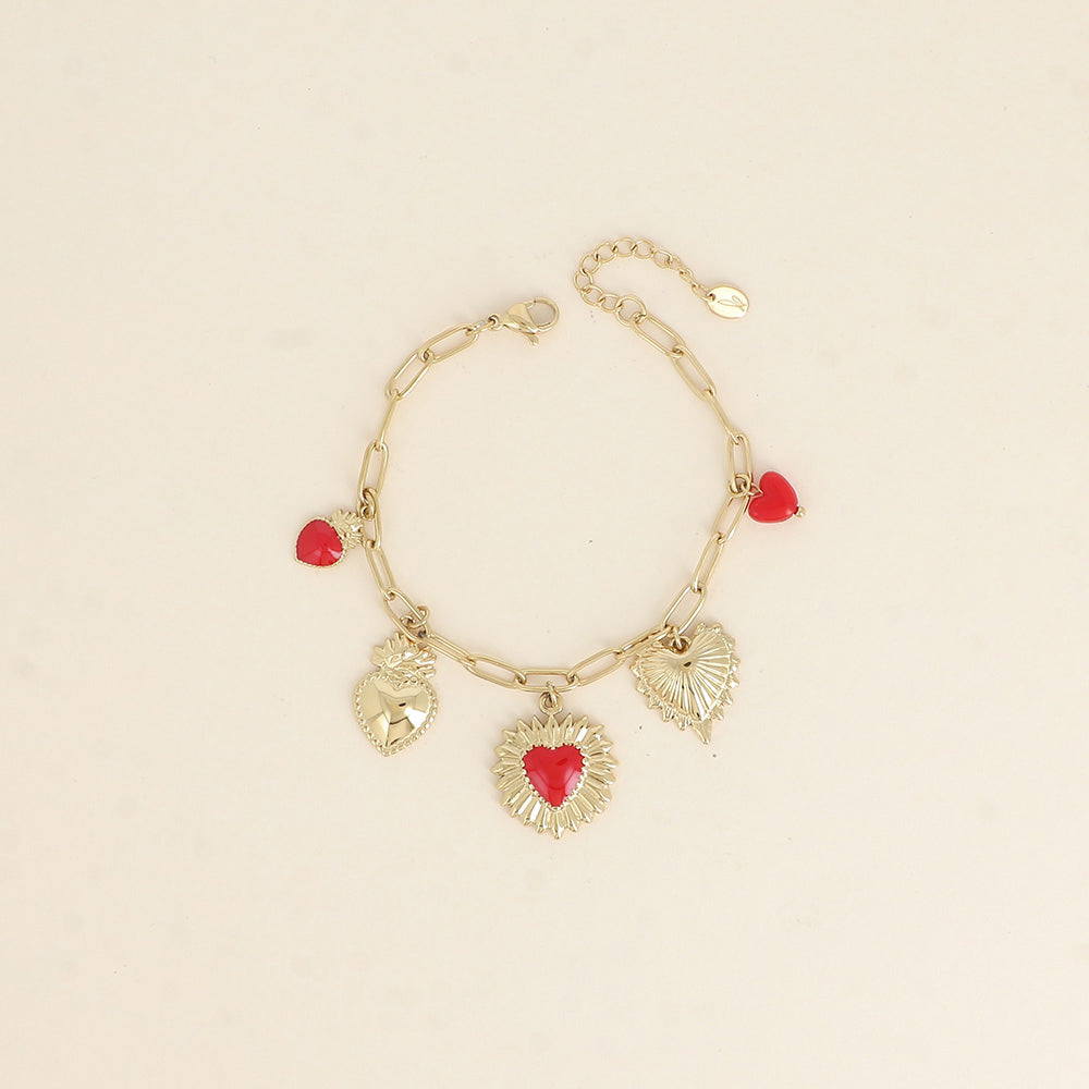 Bracelet Avenia Doré - Pendantifs Coeurs