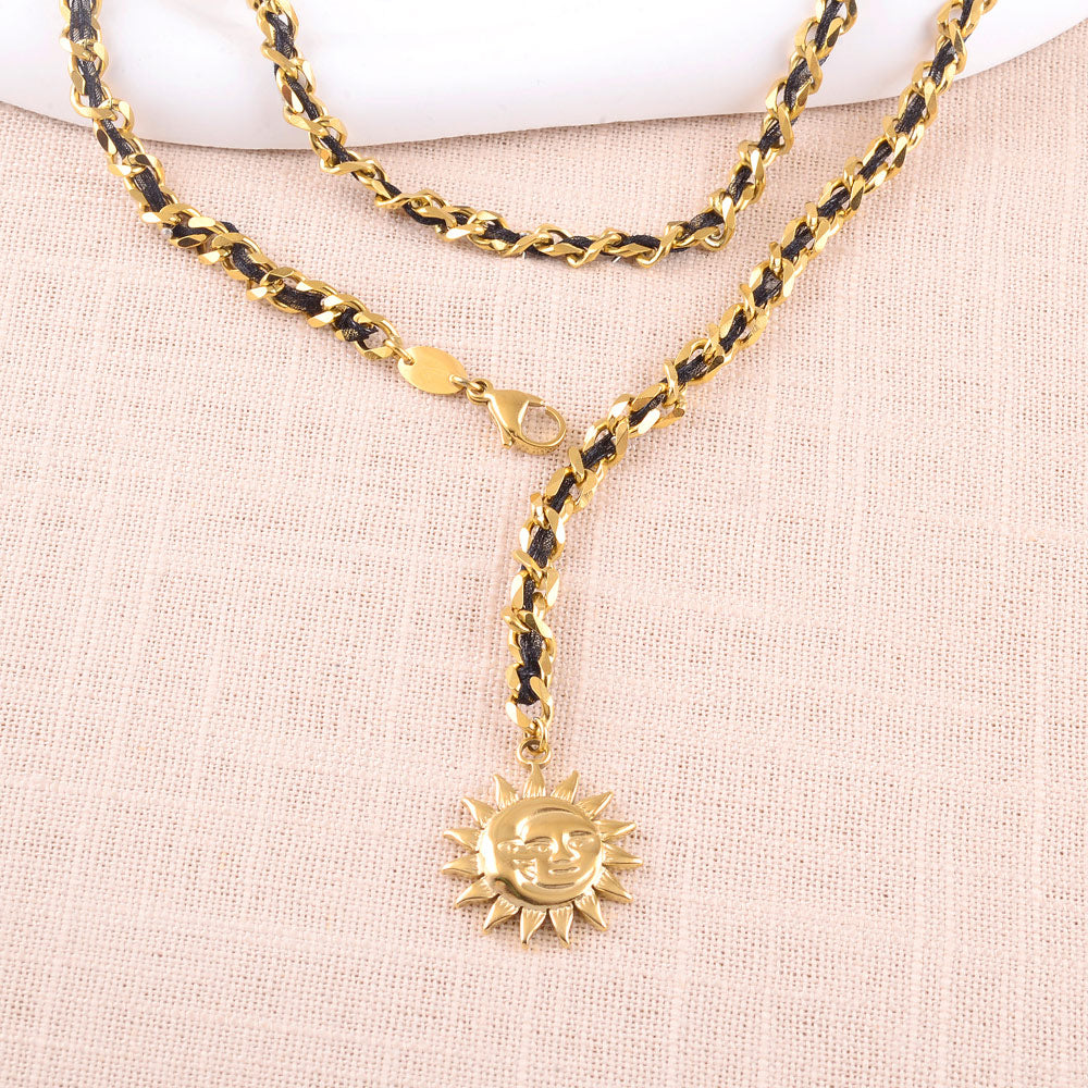 Chaîne de Ventre Maille Tressée Soleil Beige Doré