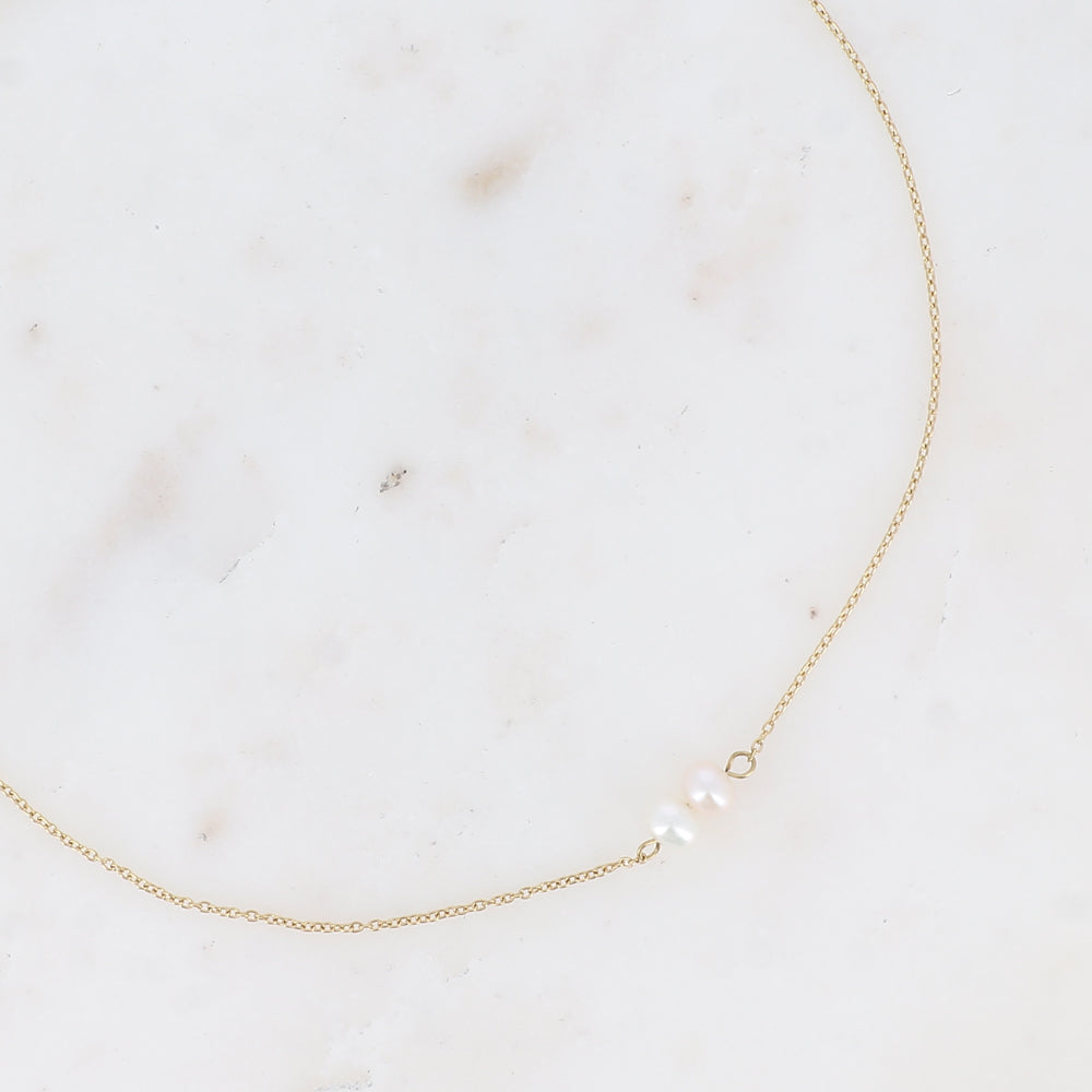Collier Ras de Cou Maille Perles Doré