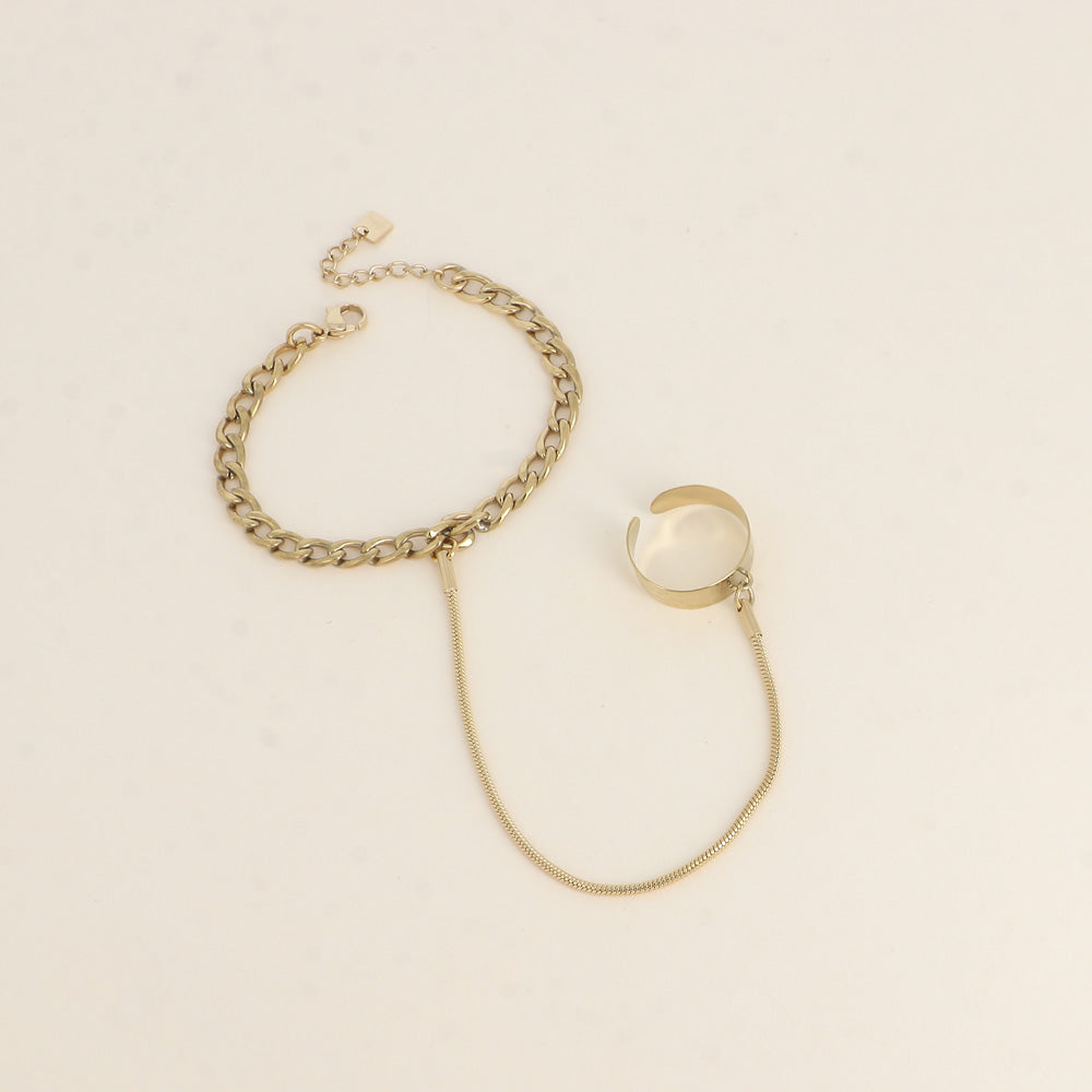 Chaîne de Main Bague Martelée Argenté