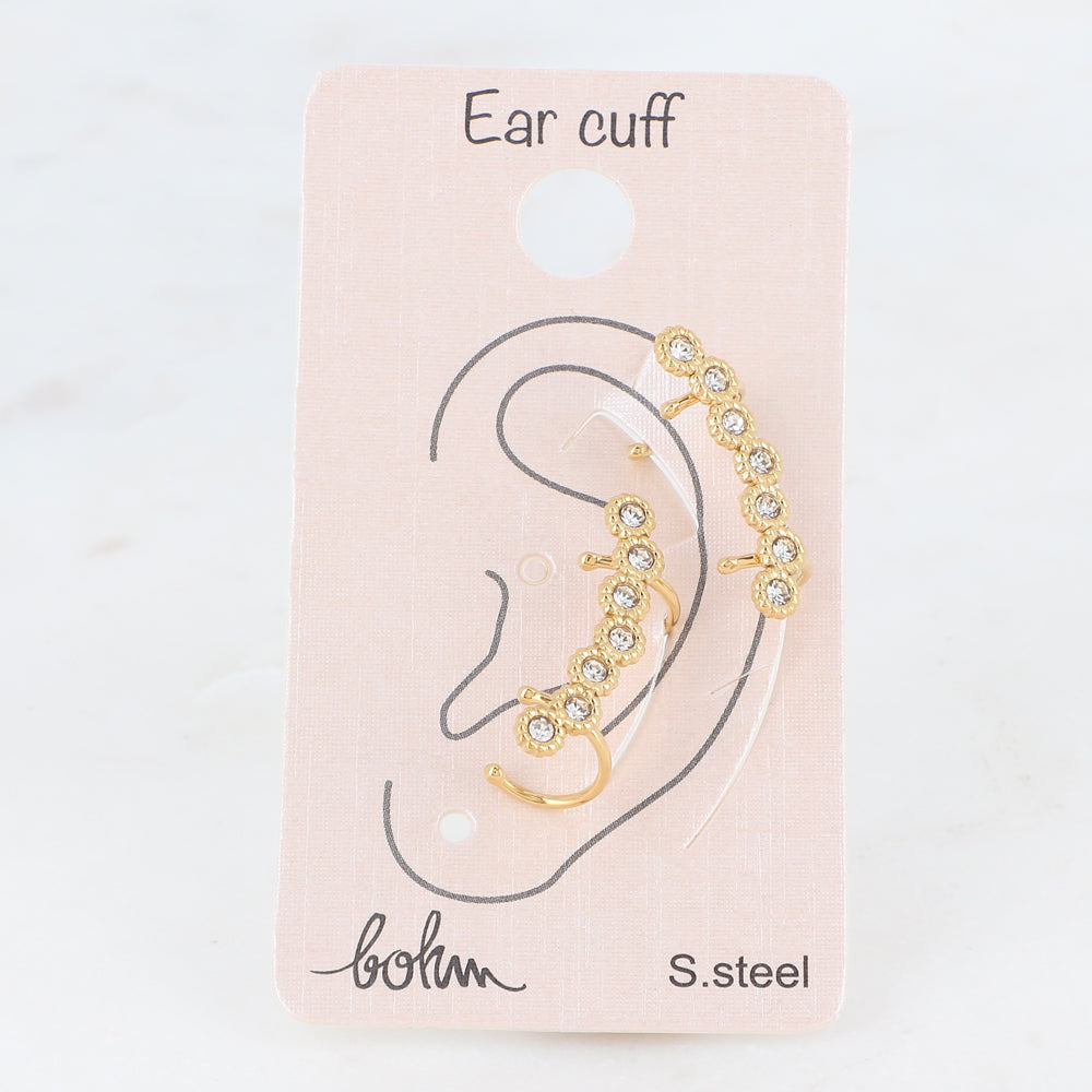 Boucles d'oreilles Earcuff Ligne Zirconiums Doré