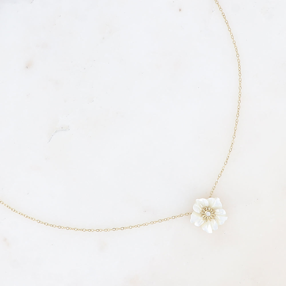 Collier Elfie Nacré - Doré et Blanc