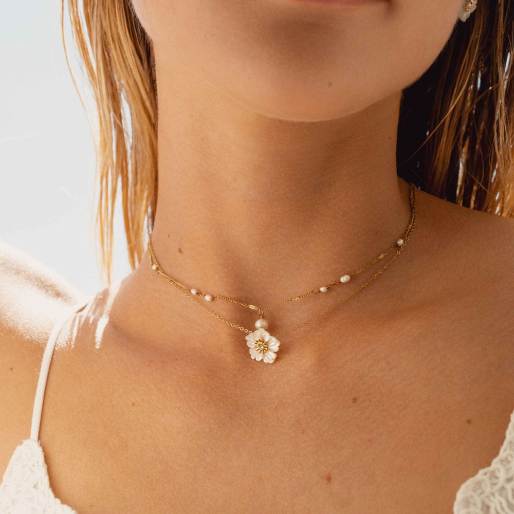 Collier Elfie Nacré - Doré et Blanc