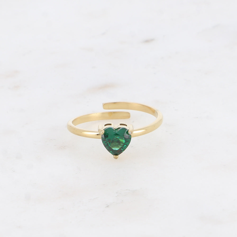 Bague Cristal Cœur Émeraude