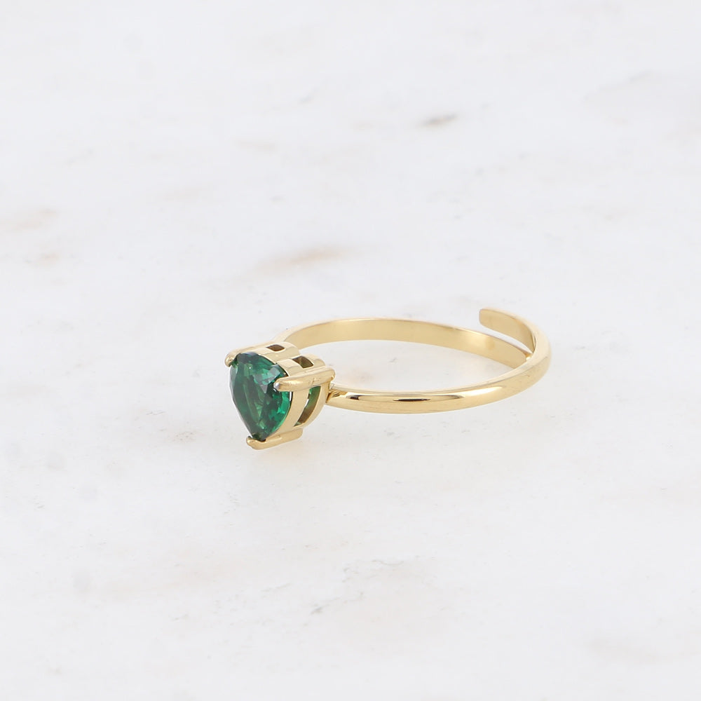 Bague Cristal Cœur Émeraude