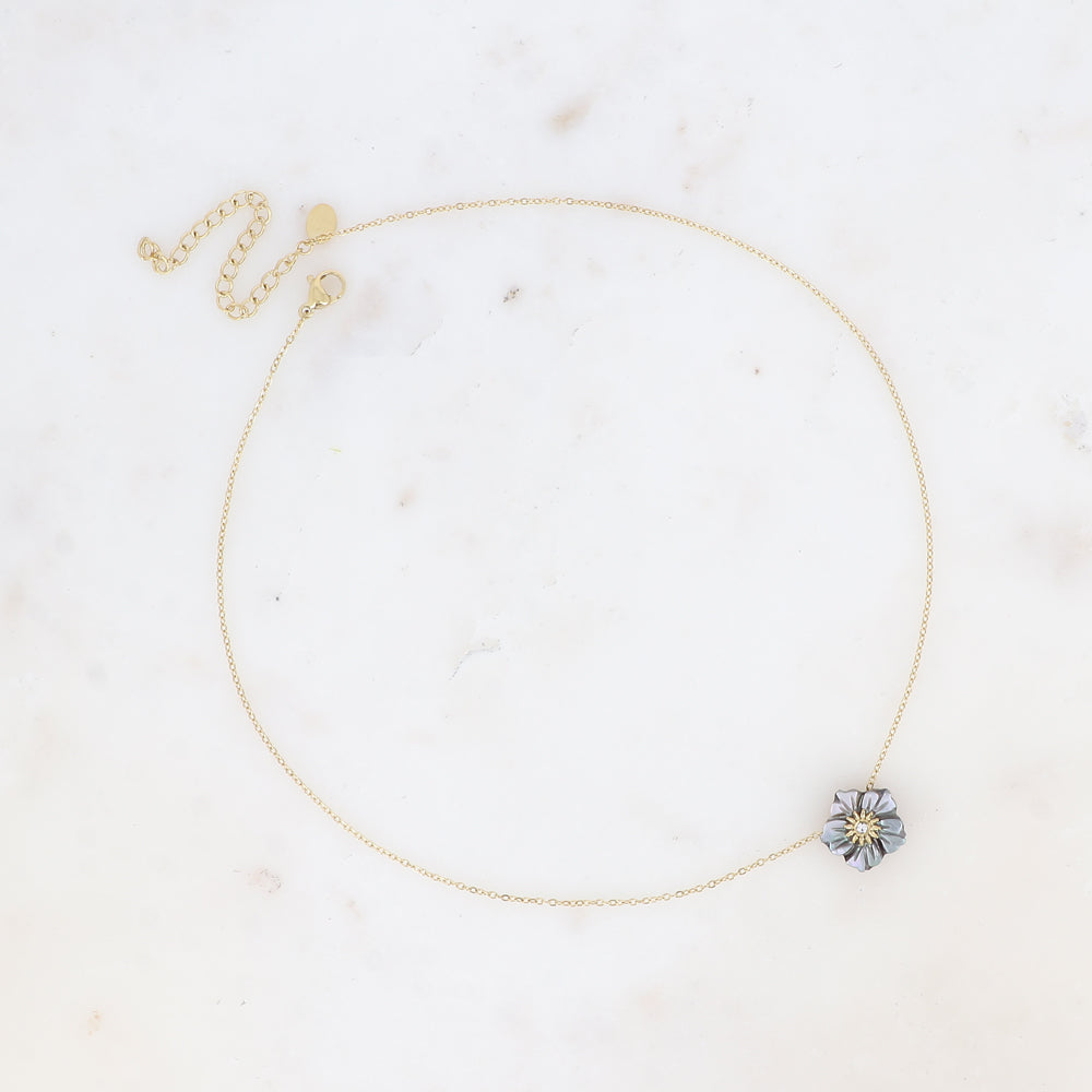 Collier Elfie Nacré - Doré et Gris