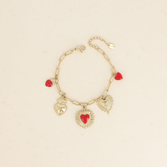 Bracelet Avenia Doré - Pendantifs Coeurs