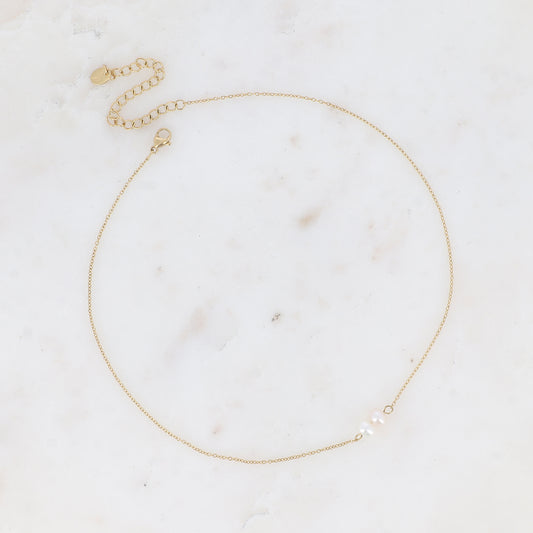 Collier Ras de Cou Maille Perles Doré
