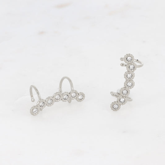 Boucles d'oreilles Earcuff Ligne Zirconiums Argenté