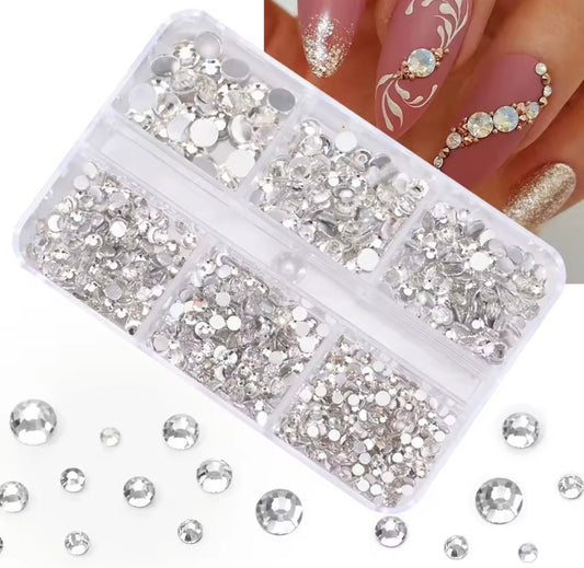 Pré-Commande Strass Ongles : Boîte 6 tailles Cristal 1