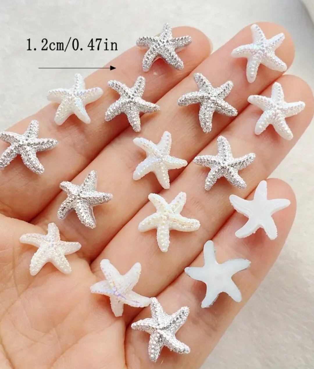 Pré-Commande Charms Ongles : Étoiles de Mer Nacré/Argenté