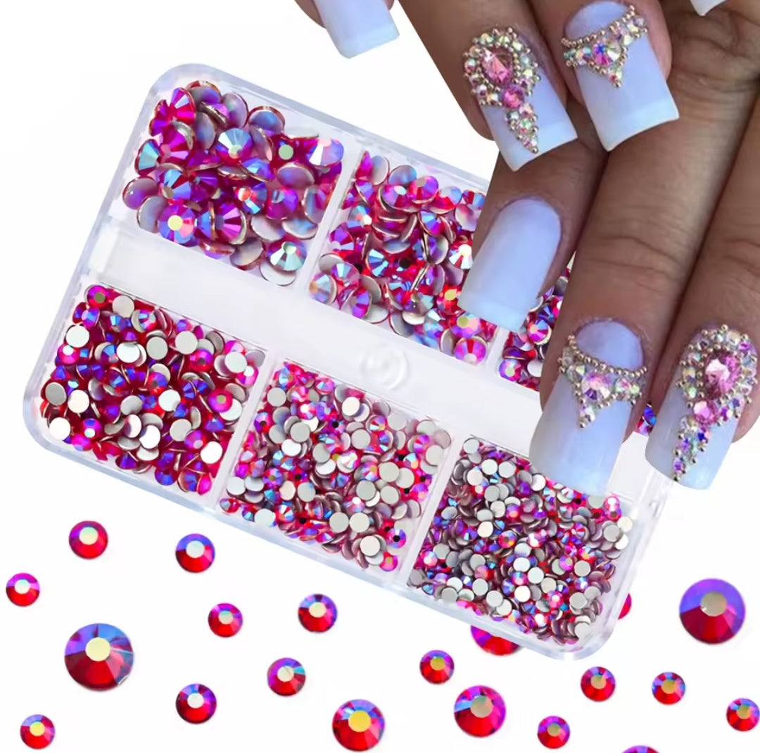 Pré-Commande Strass Ongles : Boîte 6 tailles Fuschia 1