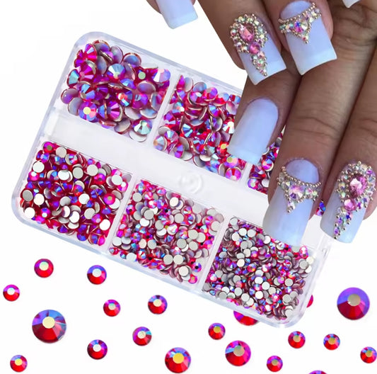 Pré-Commande Strass Ongles : Boîte 6 tailles Fuschia 1