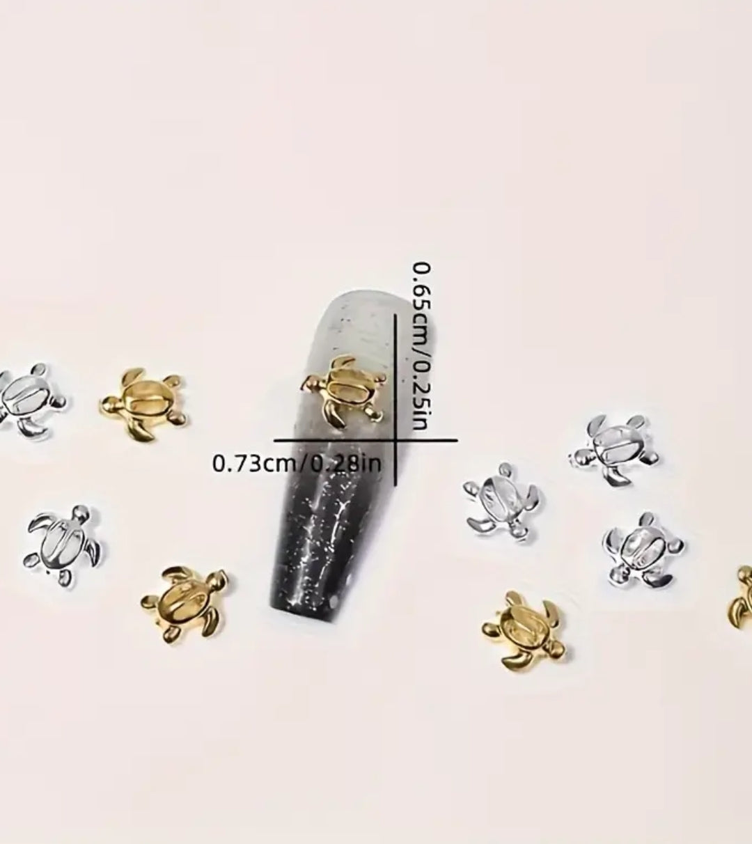 Pré-Commande Charms Ongles : Ornement 16 Tortue Doré/Argenté