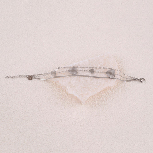 Bracelet Multirangs Cœur Miroir Argenté