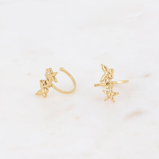 Boucles d'oreilles Earcuff Papillons Fleurs Doré