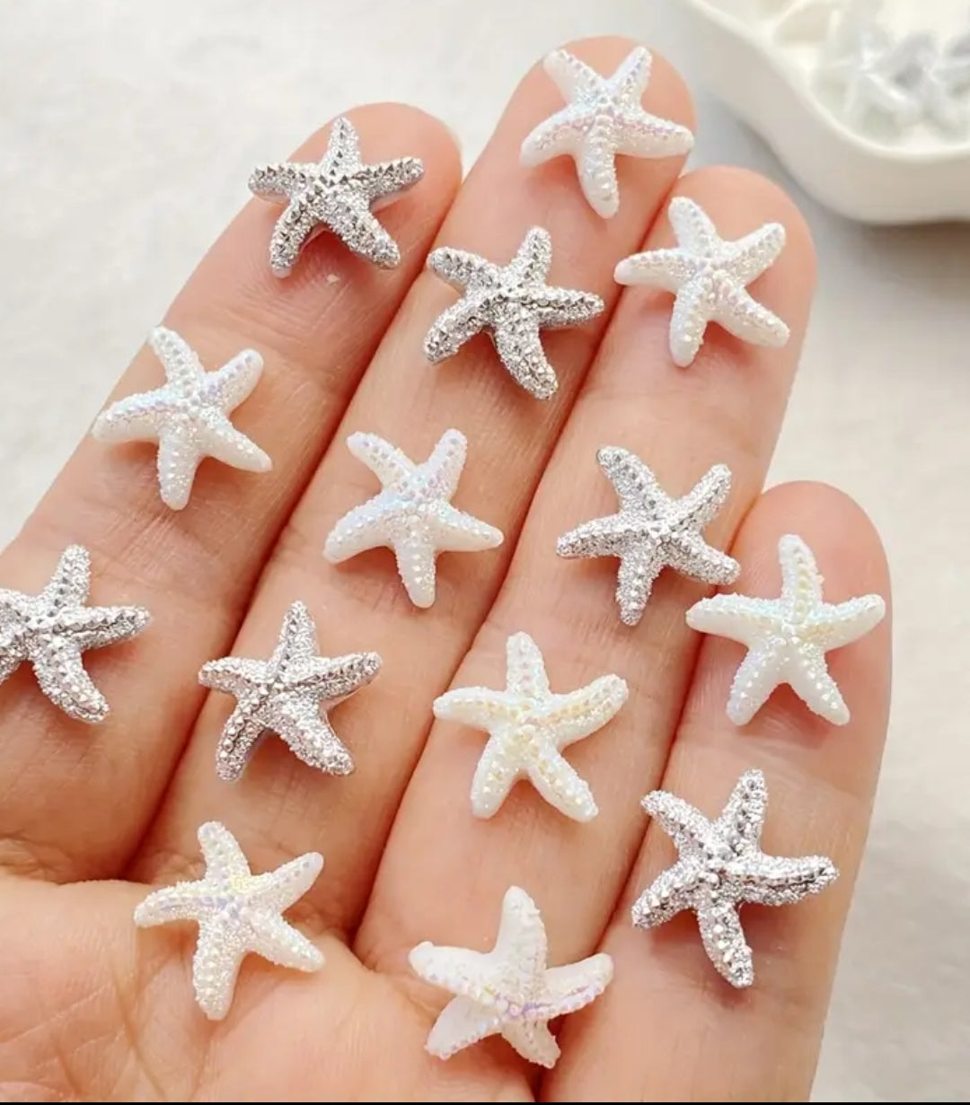 Pré-Commande Charms Ongles : Étoiles de Mer Nacré/Argenté