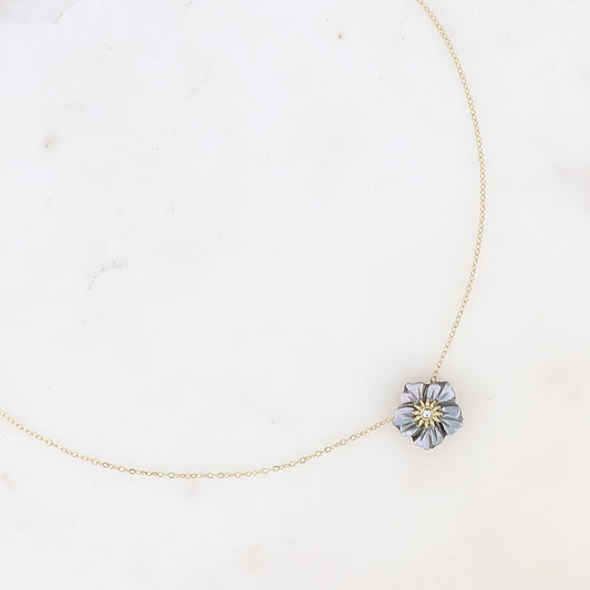Collier Elfie Nacré - Doré et Gris