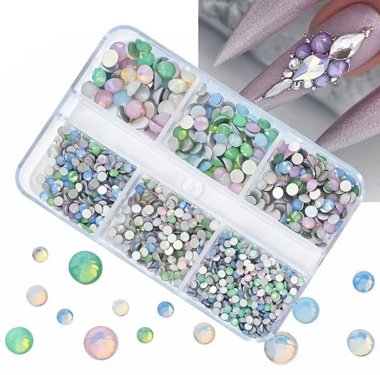 Pré-Commande Strass Ongles : Boîte 6 tailles Pastel 1