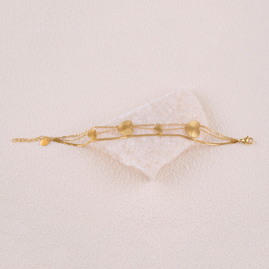 Bracelet Multirangs Cœur Miroir Doré