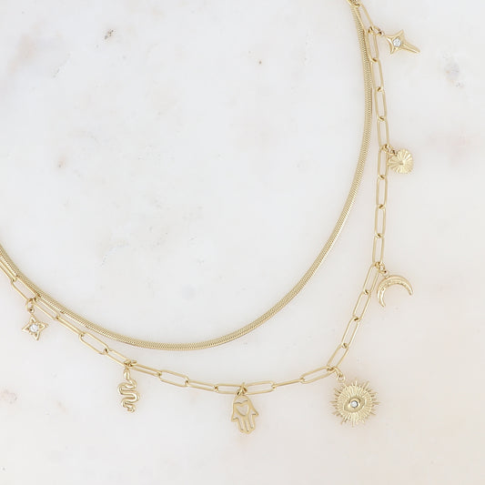 Collier 2 Rangs 7 Pampilles Doré