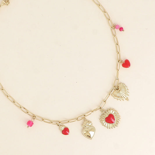 Collier Avenia Doré - Pendantifs Coeurs