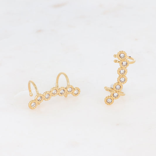 Boucles d'oreilles Earcuff Ligne Zirconiums Doré