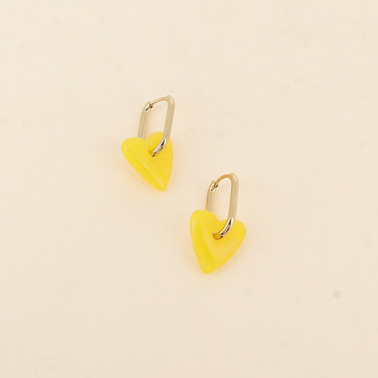Créoles Cœur 1 Résine Jaune Doré
